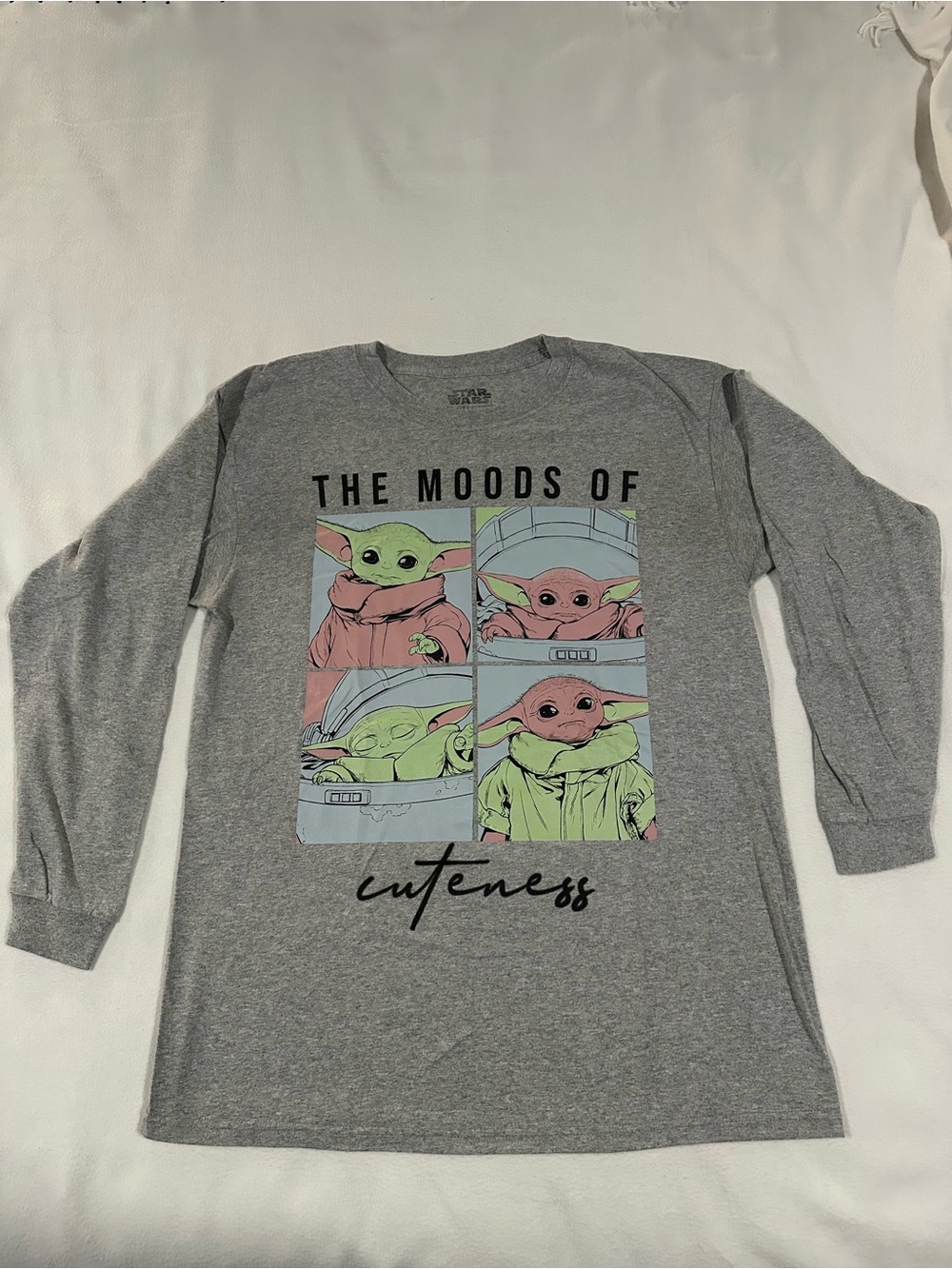 Star Wars The Mandalorian Baby Yoda Moods of Cuteness Long Sleeve Shirt L